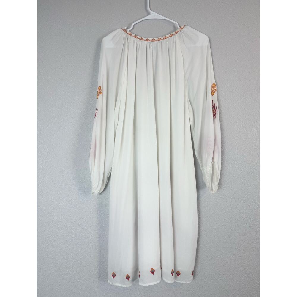 HiHo Alisha Embroidered Boho Dress White Rayon Peasant Large - Picture 6 of 8